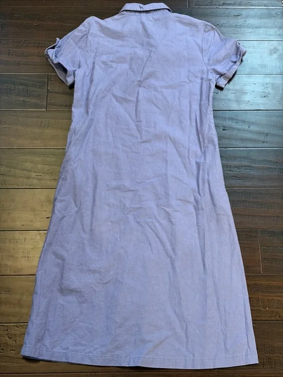 Vintage Real Comfort Linen Light Blue Button-Front Lightweight Midi Shirt Dress - Picture 7 of 8